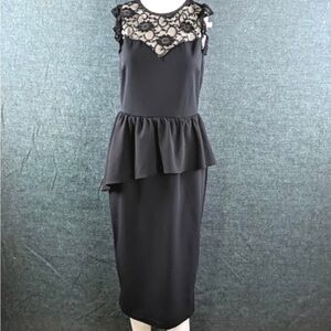 Asos Asymmetrical Peplum & Lace Pencil Dress NWT